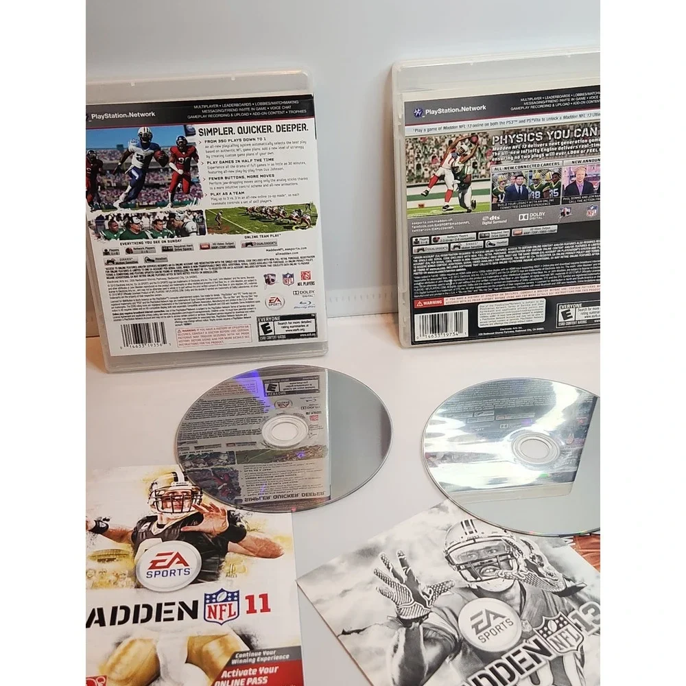 Lot Madden NFL 11 & Madden 13 PlayStation 3 PS3 - Complete w/ Manuals - Tested